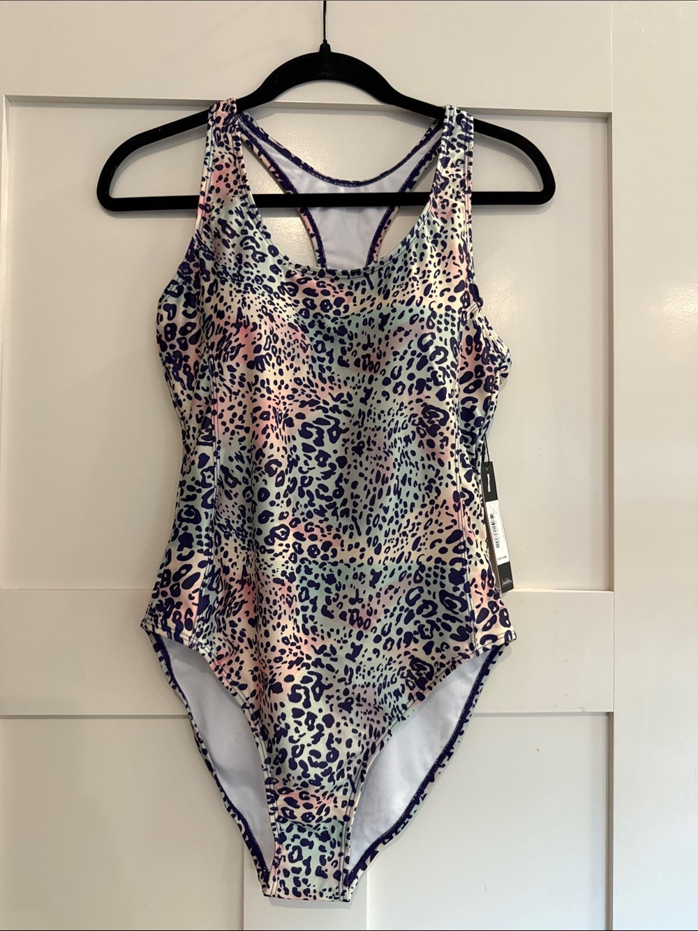 Nicole Miller NWT Pastel Leopard Print One-Piece Racerback Swimsuit